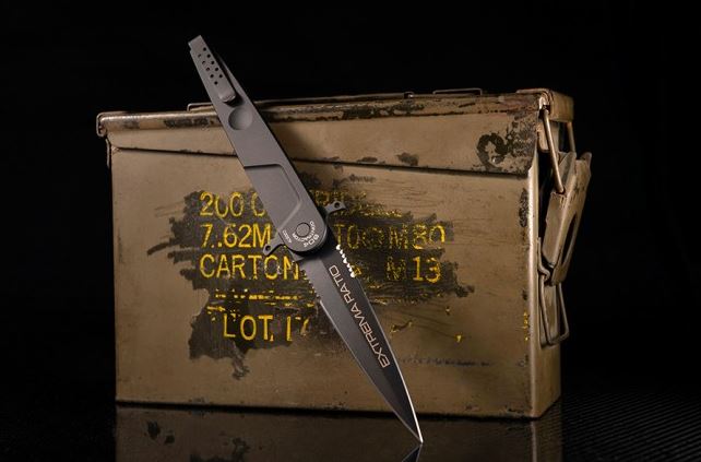 Extrema Ratio BD4 Contractor Folding Knife, Bohler N690 Double Edge, Aluminum Black